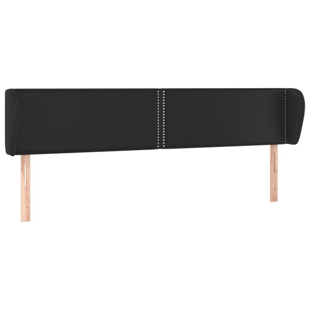 vidaXL Κεφαλάρι με Πτερύγια Μαύρο 203 x 23 x 78/88 εκ. Συνθετικό Δέρμα