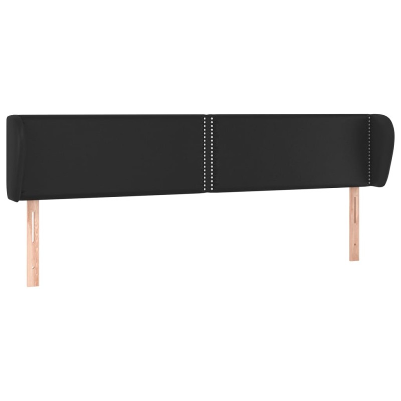 vidaXL Κεφαλάρι με Πτερύγια Μαύρο 203 x 23 x 78/88 εκ. Συνθετικό Δέρμα