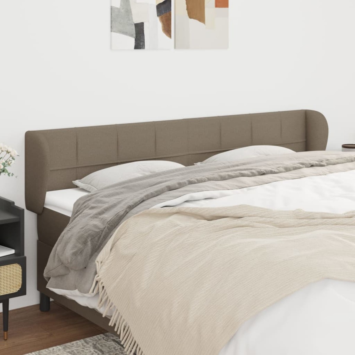 vidaXL Κεφαλάρι με Πτερύγια Taupe 203 x 23 x 78/88 εκ. Υφασμάτινο