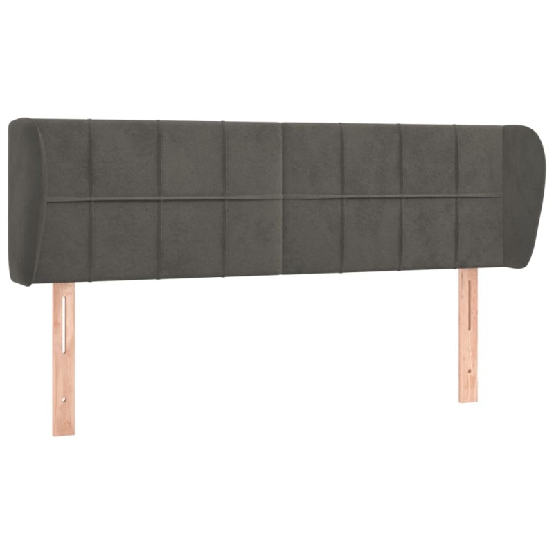 vidaXL Κεφαλάρι με Πτερύγια Σκούρο Γκρι 147x23x78/88 εκ. Βελούδινο