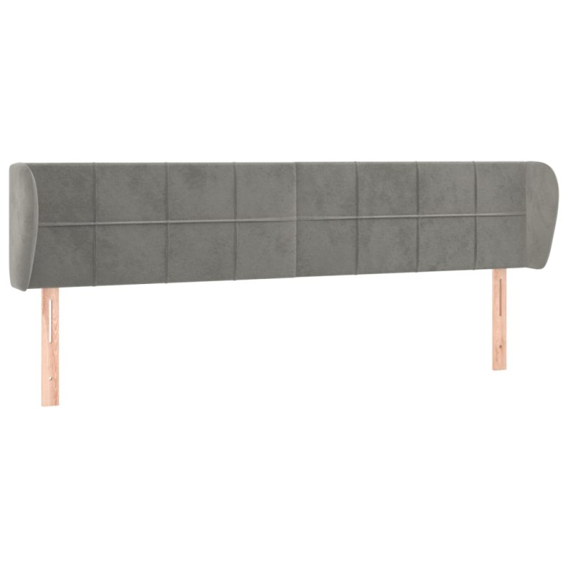 vidaXL Κεφαλάρι με Πτερύγια Ανοιχτό Γκρι 183x23x78/88 εκ. Βελούδινο