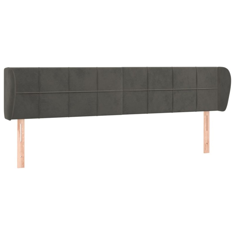 vidaXL Κεφαλάρι με Πτερύγια Σκούρο Γκρι 183x23x78/88 εκ. Βελούδινο