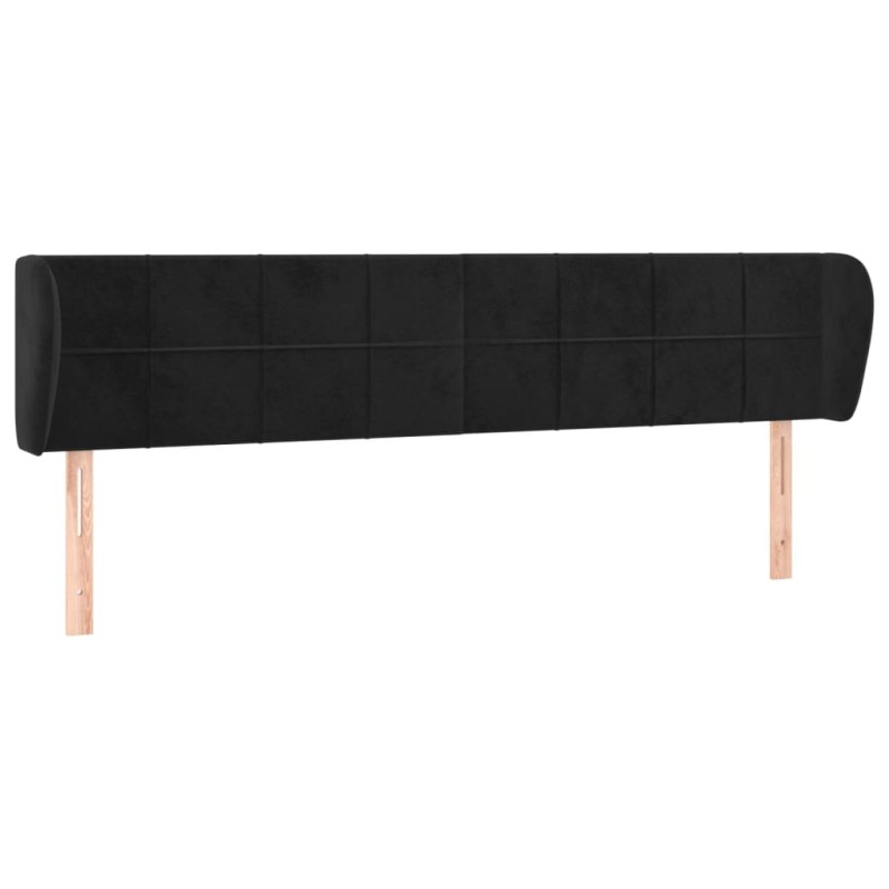vidaXL Κεφαλάρι με Πτερύγια Μαύρο 183x23x78/88 εκ. Βελούδινο