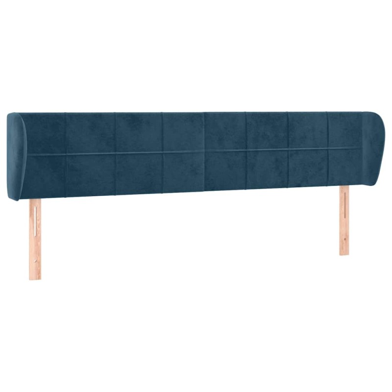 vidaXL Κεφαλάρι με Πτερύγια Σκούρο Μπλε 203x23x78/88 εκ. Βελούδινο