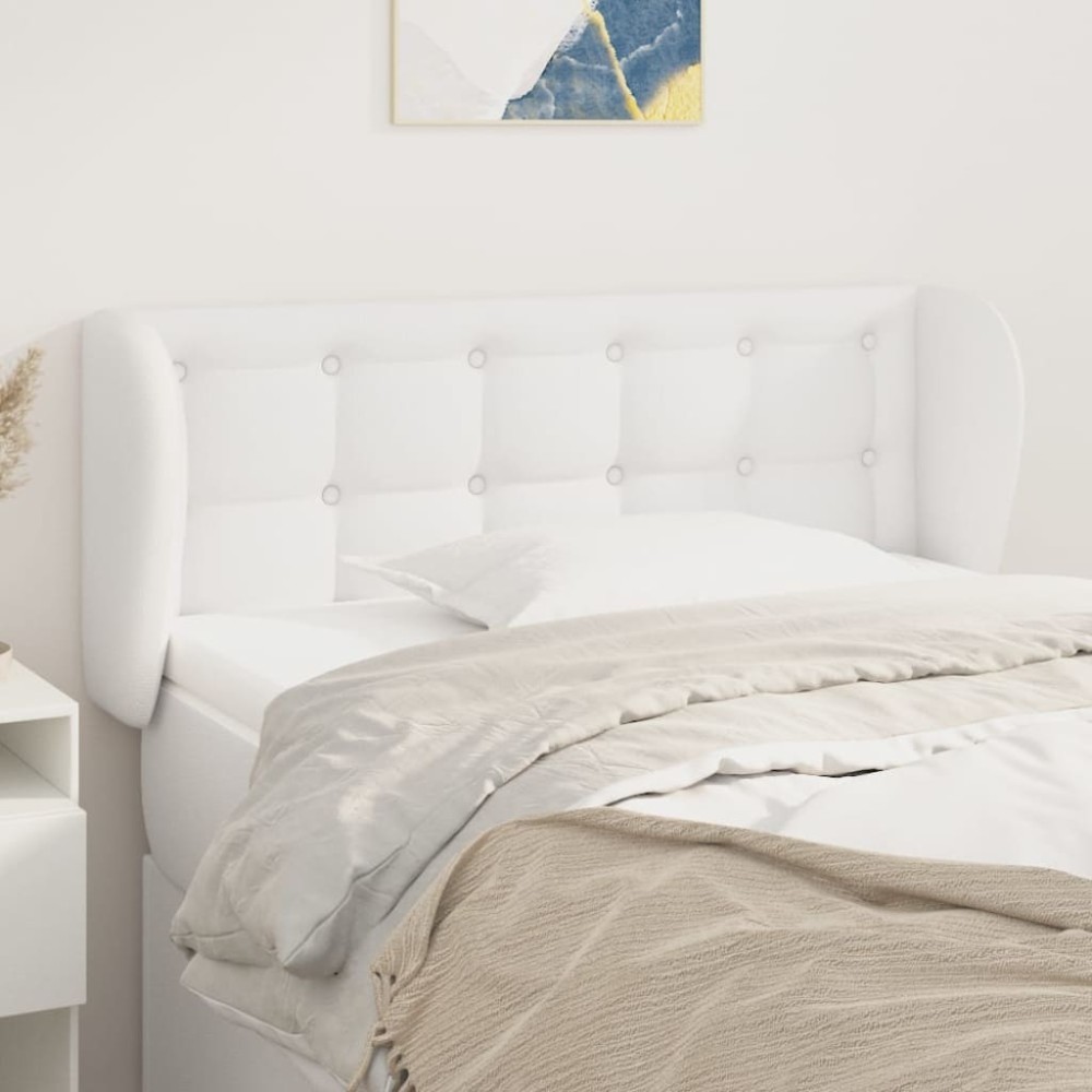 vidaXL Κεφαλάρι με Πτερύγια Λευκό 93x23x78/88 εκ. Συνθετικό Δέρμα
