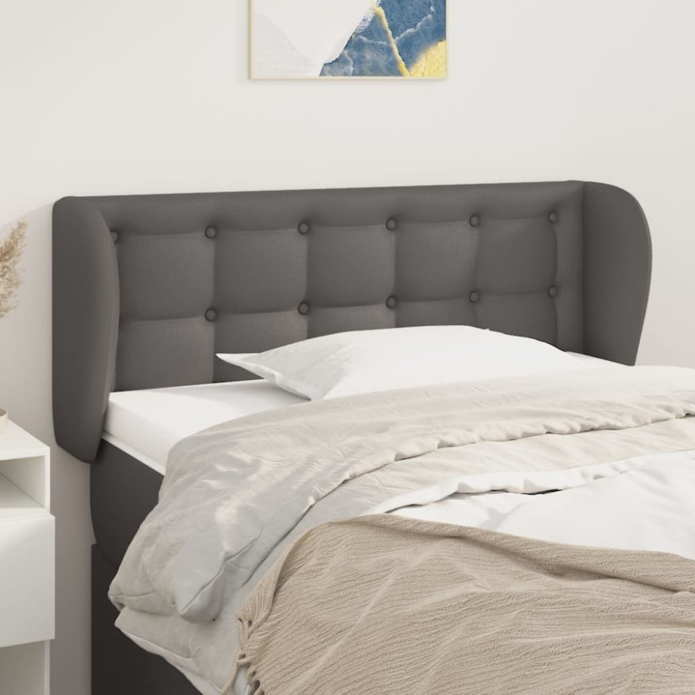 vidaXL Κεφαλάρι με Πτερύγια Γκρι 93x23x78/88 εκ. Συνθετικό Δέρμα
