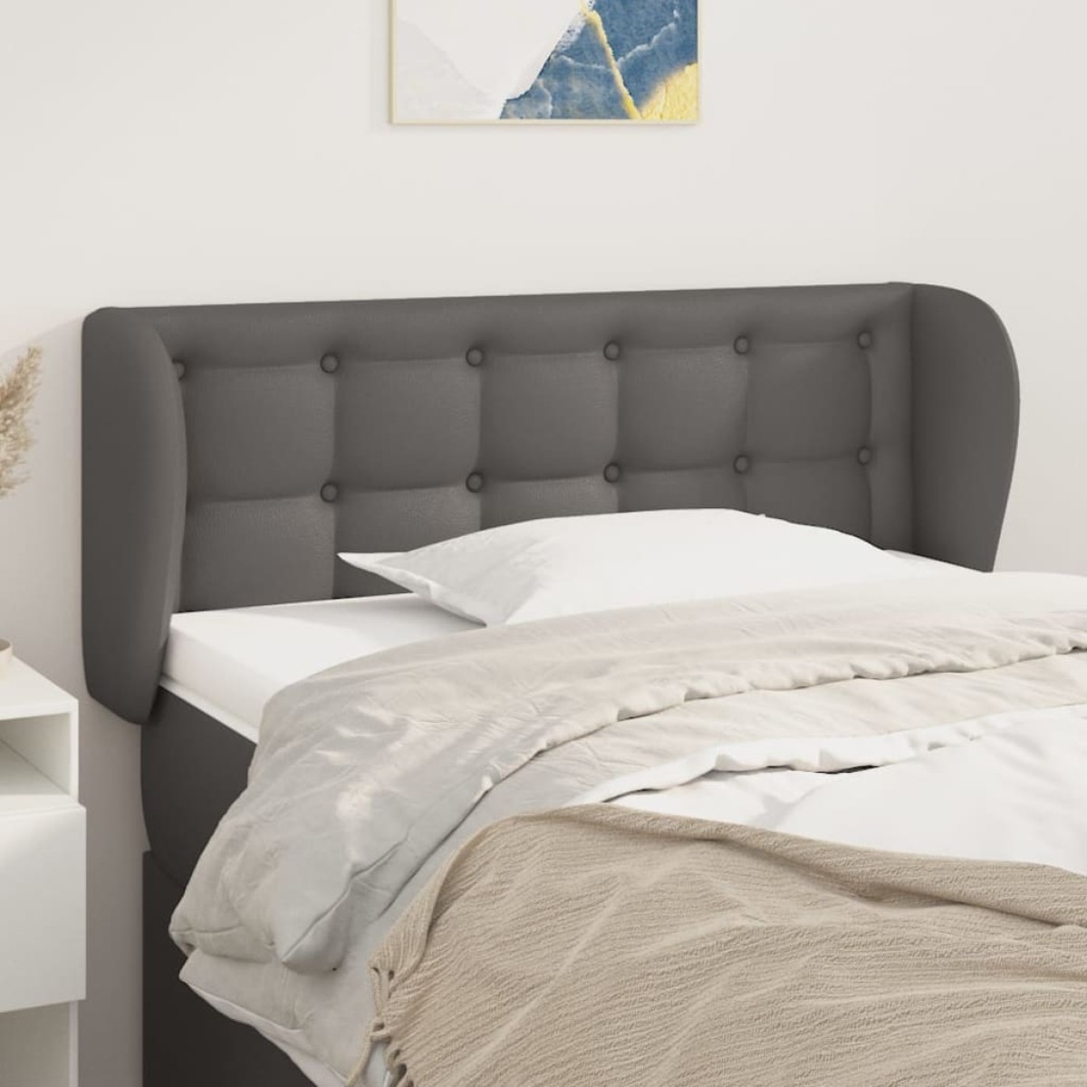 vidaXL Κεφαλάρι με Πτερύγια Γκρι 93x23x78/88 εκ. Συνθετικό Δέρμα