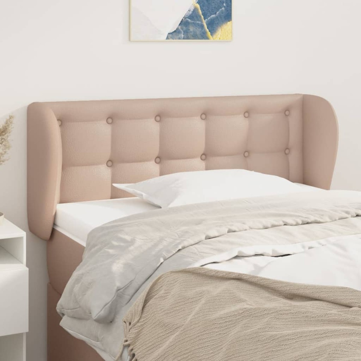 vidaXL Κεφαλάρι με Πτερύγια Καπουτσίνο 103x23x78/88εκ. Συνθετικό Δέρμα