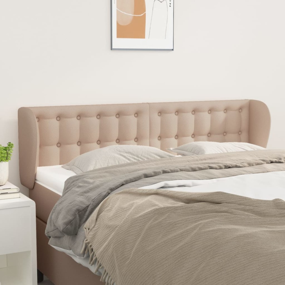 vidaXL Κεφαλάρι με Πτερύγια Καπουτσίνο 147x23x78/88εκ. Συνθετικό Δέρμα