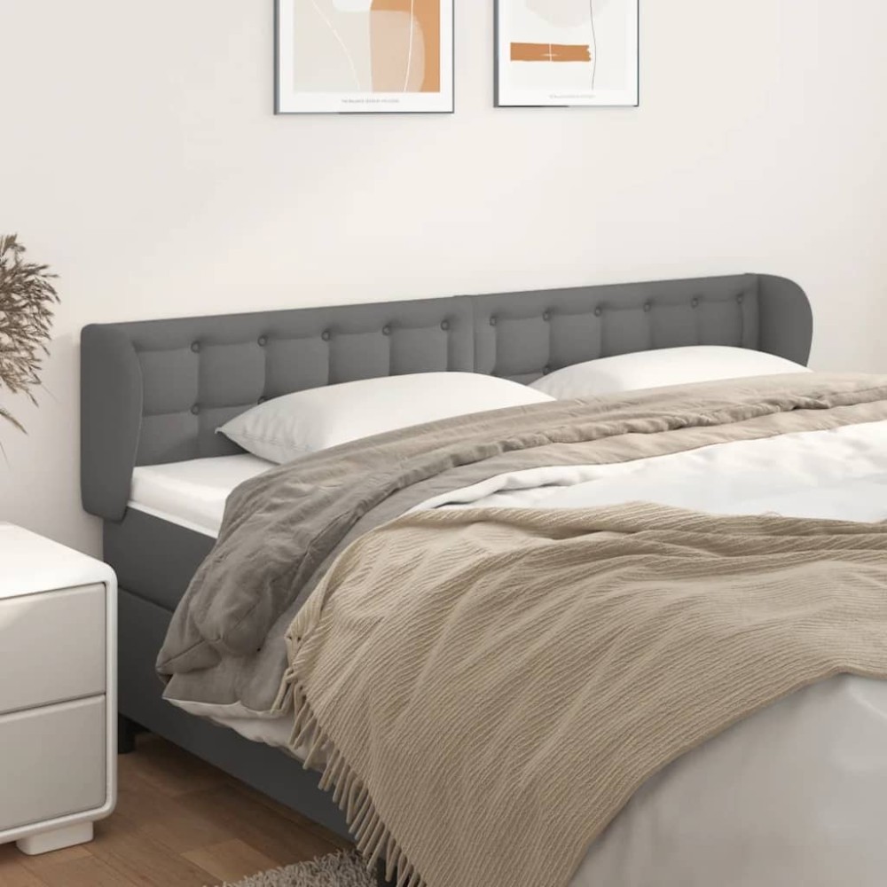 vidaXL Κεφαλάρι με Πτερύγια Γκρι 183x23x78/88 εκ. Συνθετικό Δέρμα