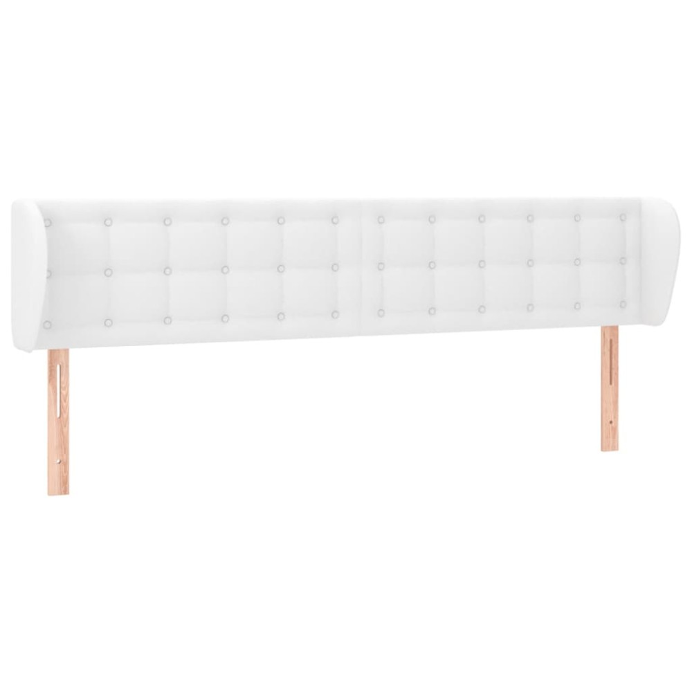 vidaXL Κεφαλάρι με Πτερύγια Λευκό 203 x 23 x 78/88 εκ. Συνθετικό Δέρμα