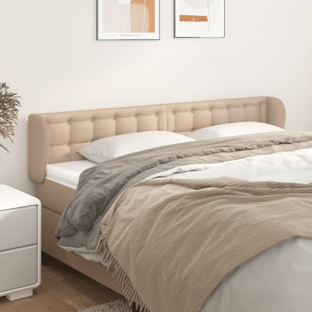 vidaXL Κεφαλάρι με Πτερύγια Καπουτσίνο 203x23x78/88εκ. Συνθετικό Δέρμα