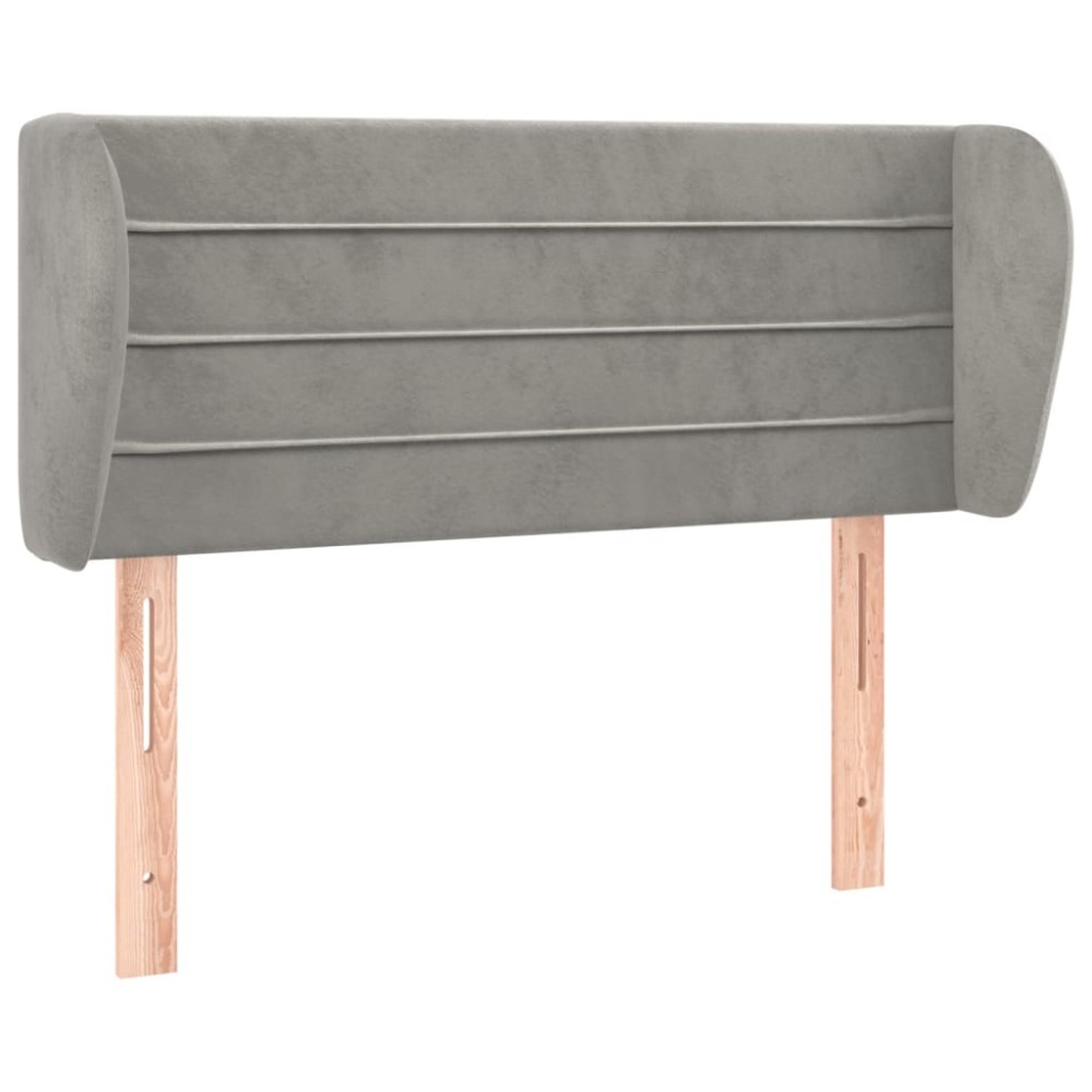 vidaXL Κεφαλάρι με Πτερύγια Ανοιχτό Γκρι 93x23x78/88 εκ. Βελούδινο