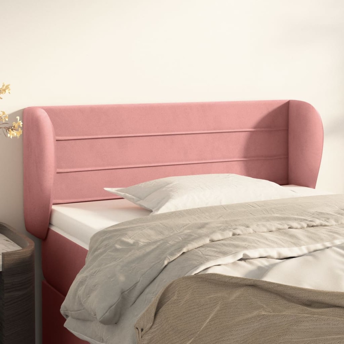 vidaXL Κεφαλάρι με Πτερύγια Ροζ 93x23x78/88 εκ. Βελούδινο