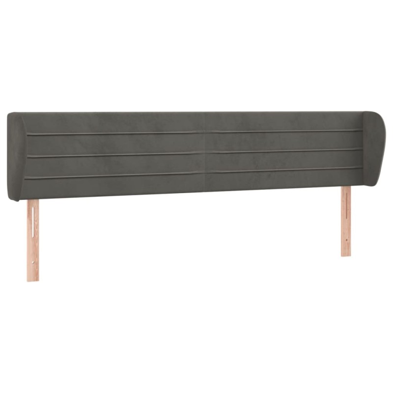 vidaXL Κεφαλάρι με Πτερύγια Σκούρο Γκρι 203x23x78/88 εκ. Βελούδινο