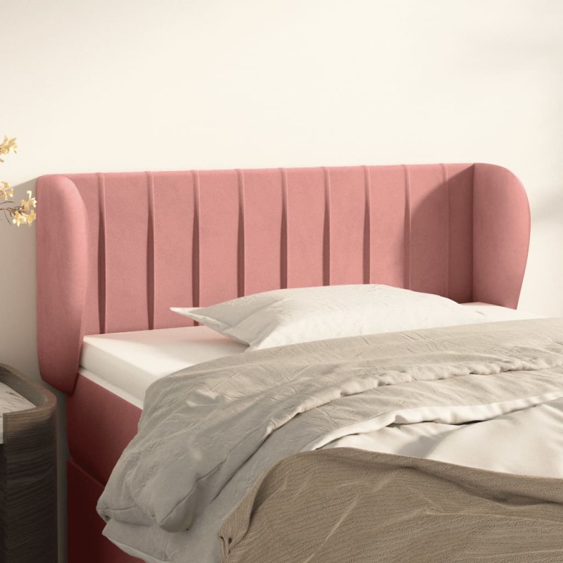 vidaXL Κεφαλάρι με Πτερύγια Ροζ 93x23x78/88 εκ. Βελούδινο