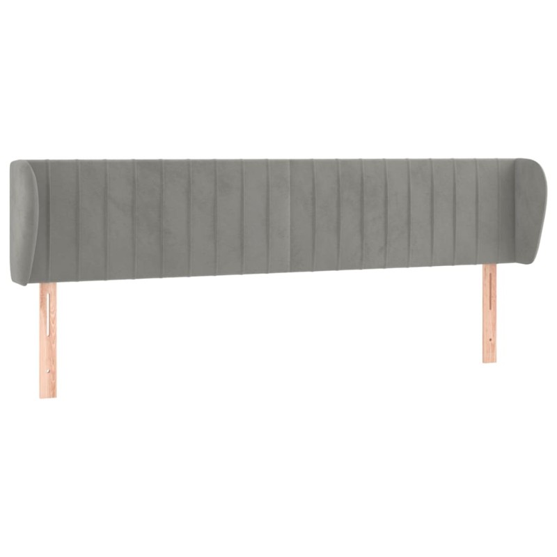 vidaXL Κεφαλάρι με Πτερύγια Ανοιχτό Γκρι 163x23x78/88 εκ. Βελούδινο