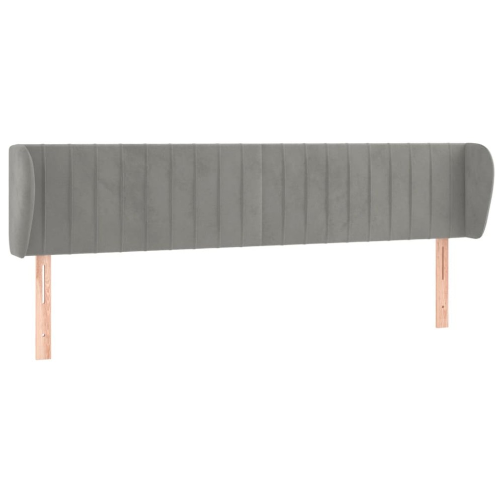 vidaXL Κεφαλάρι με Πτερύγια Ανοιχτό Γκρι 203x23x78/88 εκ. Βελούδινο