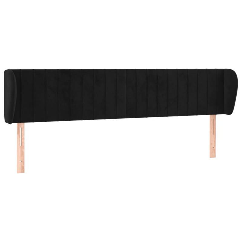 vidaXL Κεφαλάρι με Πτερύγια Μαύρο 203x23x78/88 εκ. Βελούδινο