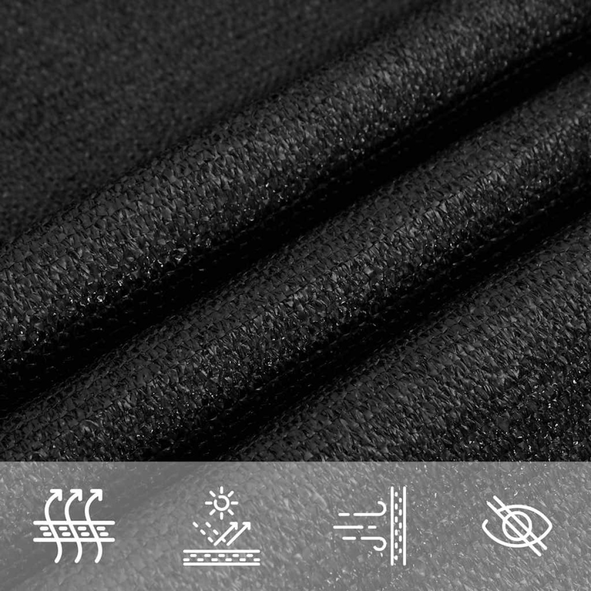 vidaXL Πανί Σκίασης Μαύρο 2,5 x 2,5 x 3,5 μ. από HDPE 160 γρ/μ²