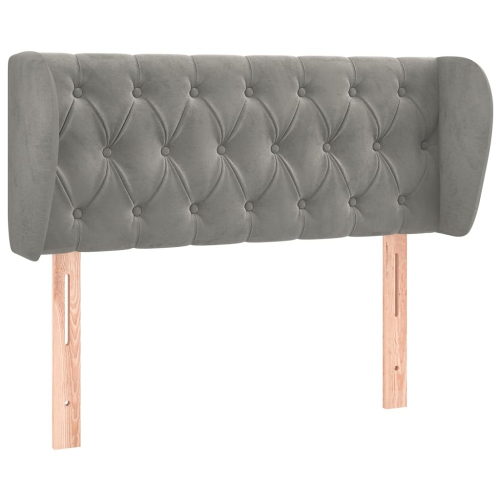 vidaXL Κεφαλάρι με Πτερύγια Ανοιχτό Γκρι 93x23x78/88 εκ. Βελούδινο