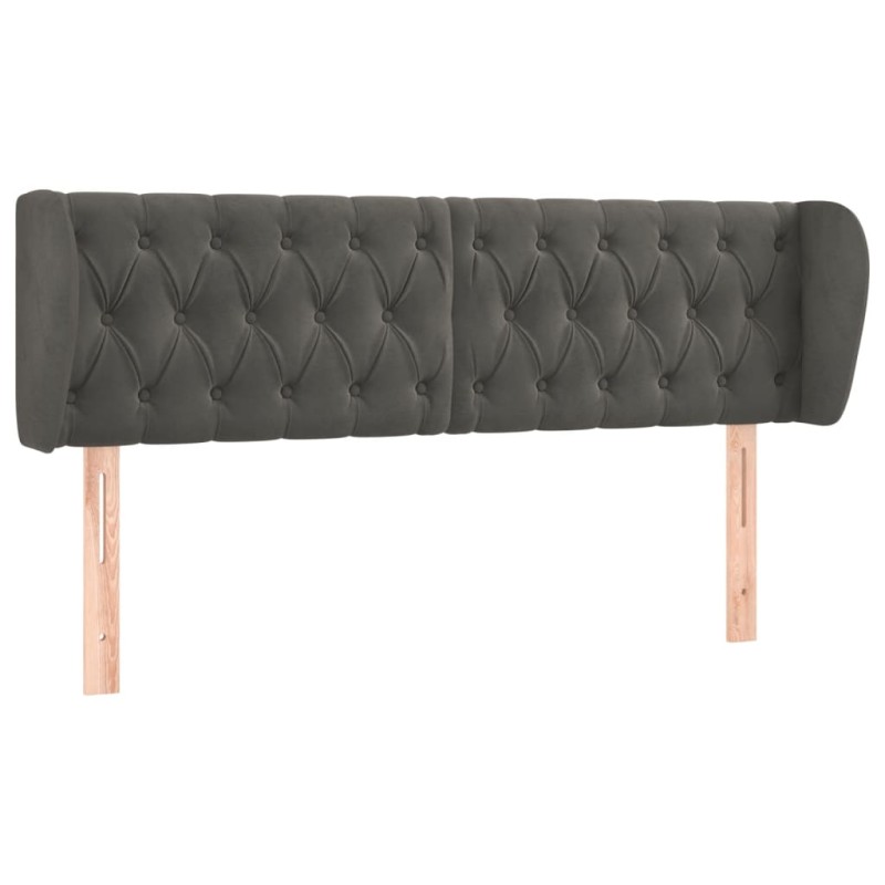 vidaXL Κεφαλάρι με Πτερύγια Σκούρο Γκρι 163x23x78/88 εκ. Βελούδινο