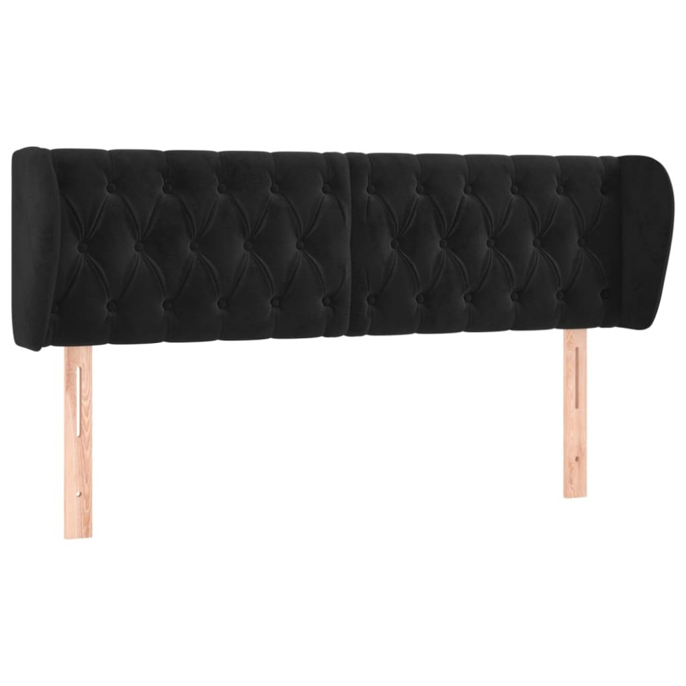 vidaXL Κεφαλάρι με Πτερύγια Μαύρο 163x23x78/88 εκ. Βελούδινο