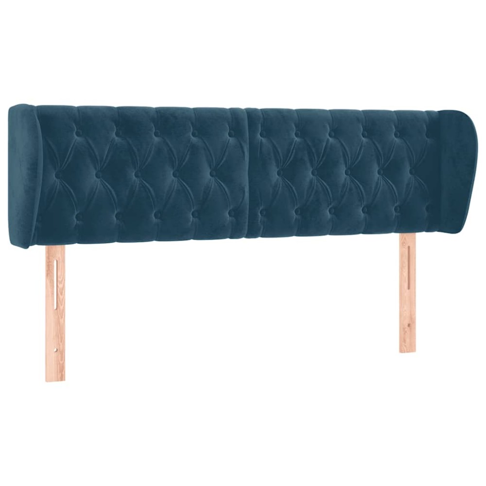 vidaXL Κεφαλάρι με Πτερύγια Σκούρο Μπλε 163x23x78/88 εκ. Βελούδινο