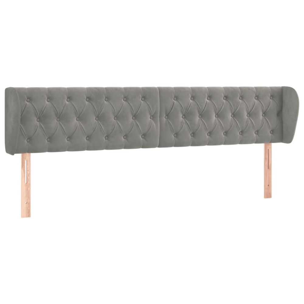 vidaXL Κεφαλάρι με Πτερύγια Ανοιχτό Γκρι 183x23x78/88 εκ. Βελούδινο