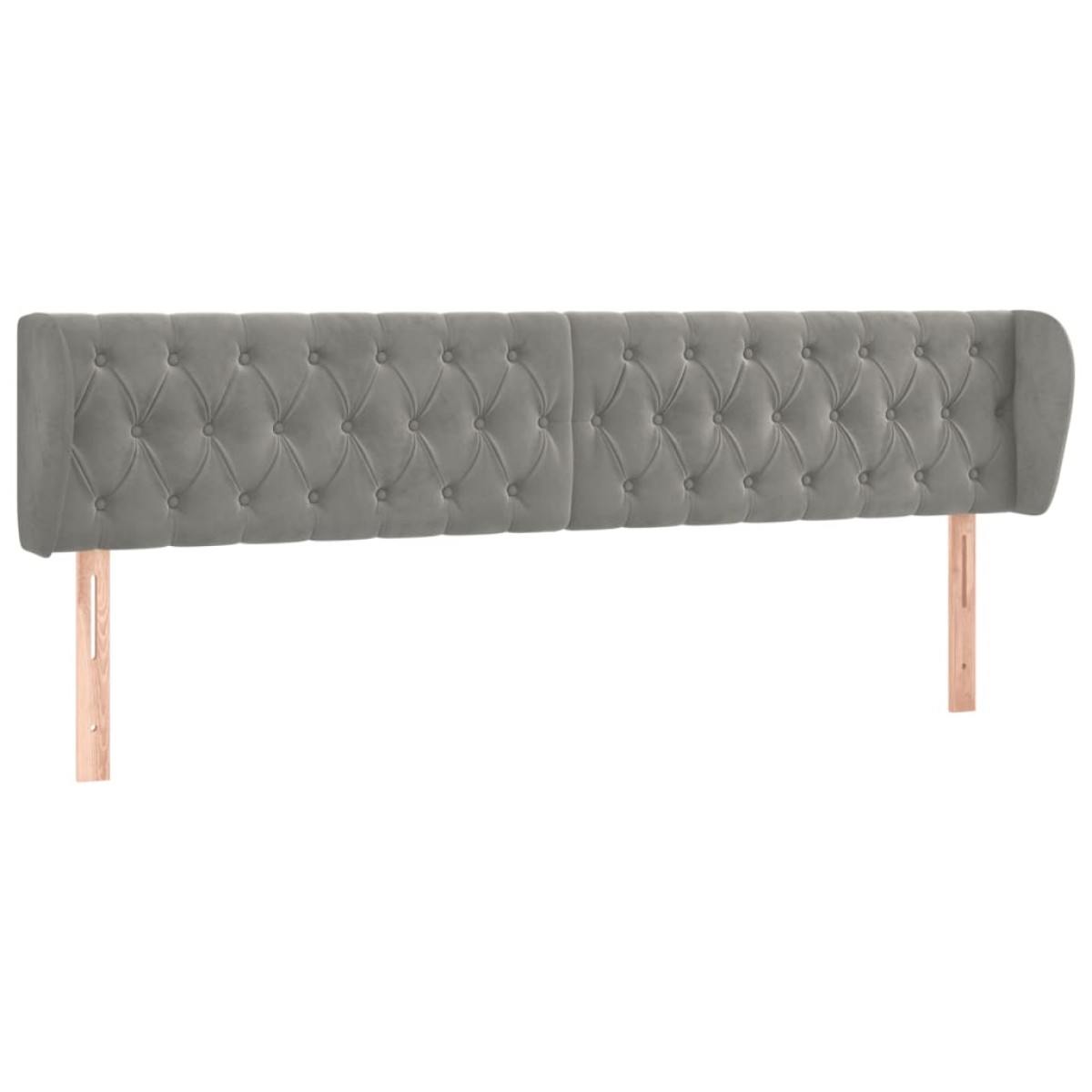 vidaXL Κεφαλάρι με Πτερύγια Ανοιχτό Γκρι 183x23x78/88 εκ. Βελούδινο