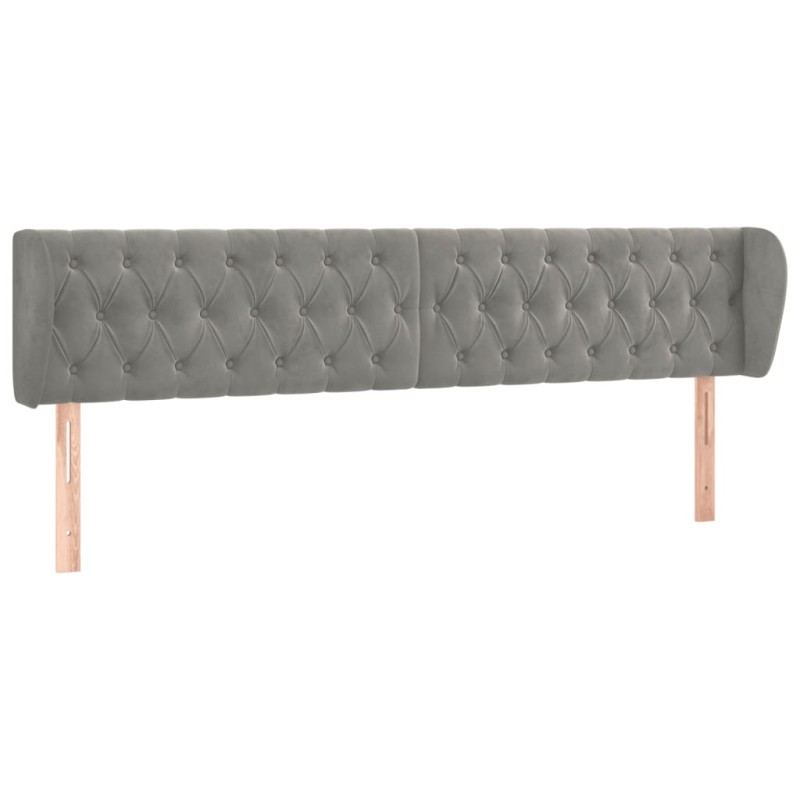 vidaXL Κεφαλάρι με Πτερύγια Ανοιχτό Γκρι 183x23x78/88 εκ. Βελούδινο