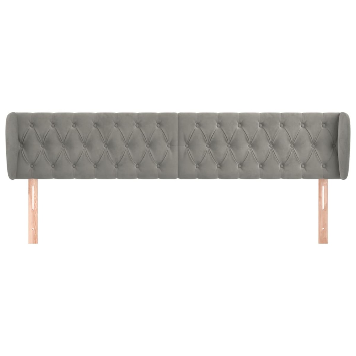 vidaXL Κεφαλάρι με Πτερύγια Ανοιχτό Γκρι 183x23x78/88 εκ. Βελούδινο