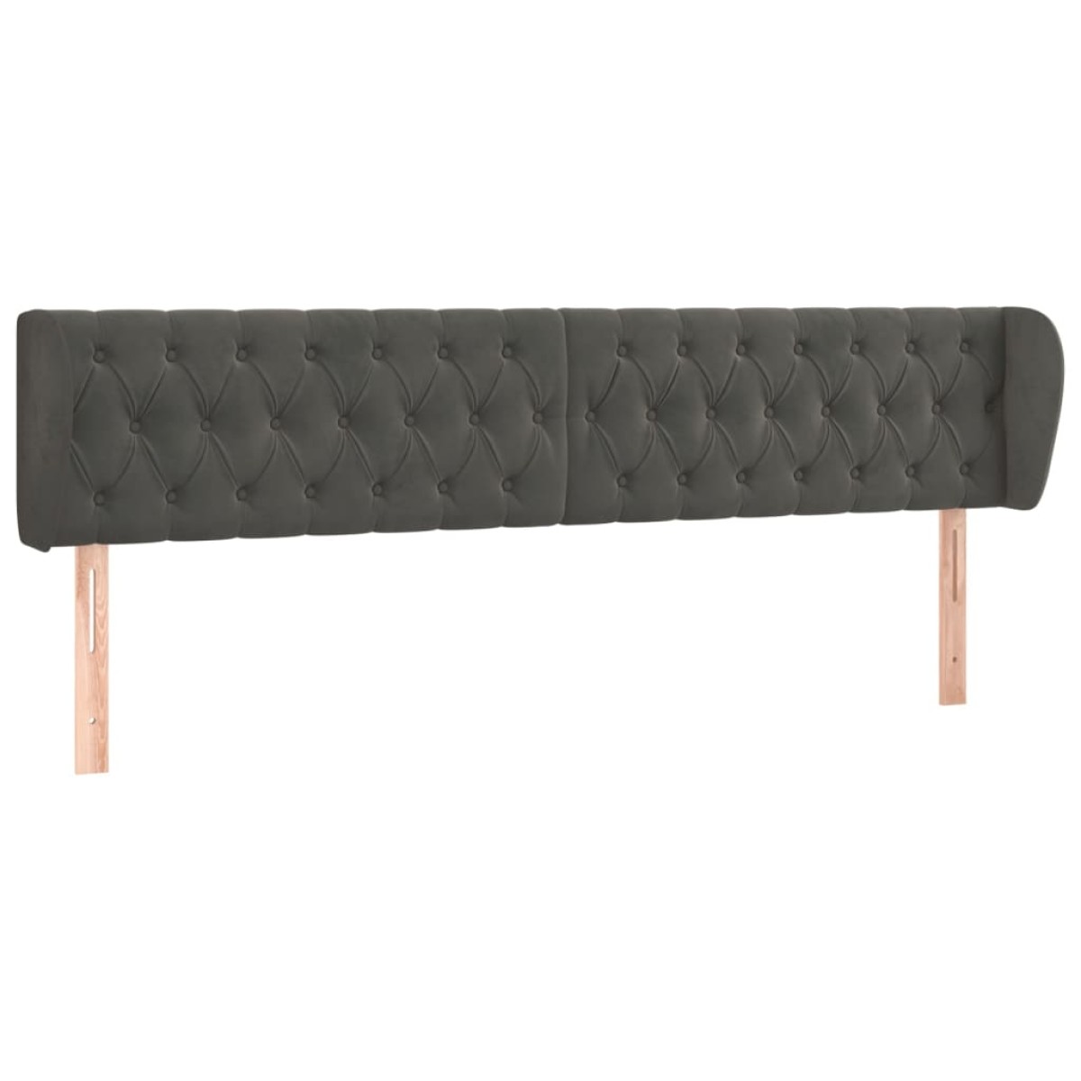 vidaXL Κεφαλάρι με Πτερύγια Σκούρο Γκρι 183x23x78/88 εκ. Βελούδινο