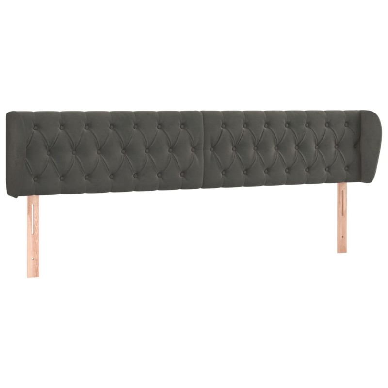 vidaXL Κεφαλάρι με Πτερύγια Σκούρο Γκρι 183x23x78/88 εκ. Βελούδινο
