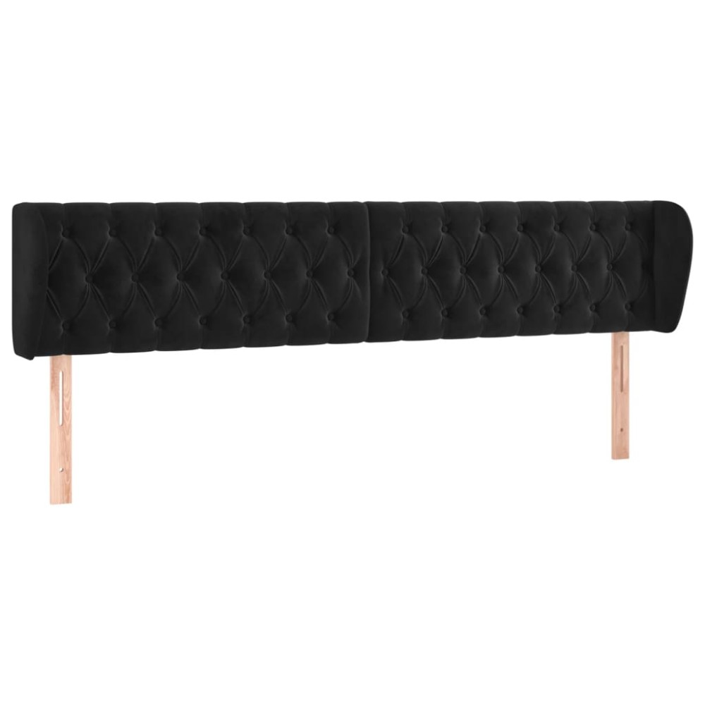 vidaXL Κεφαλάρι με Πτερύγια Μαύρο 183x23x78/88 εκ. Βελούδινο