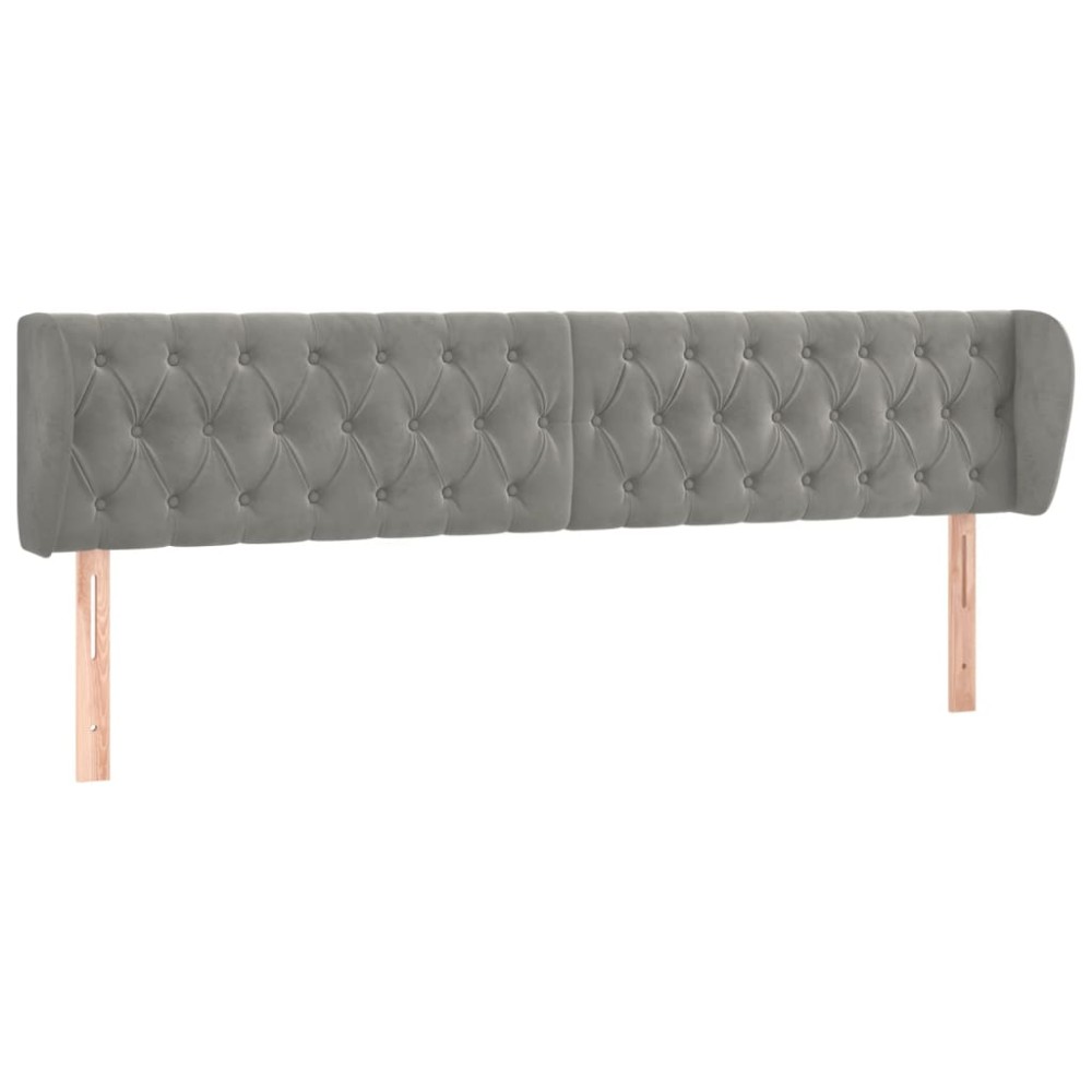 vidaXL Κεφαλάρι με Πτερύγια Ανοιχτό Γκρι 203x23x78/88 εκ. Βελούδινο