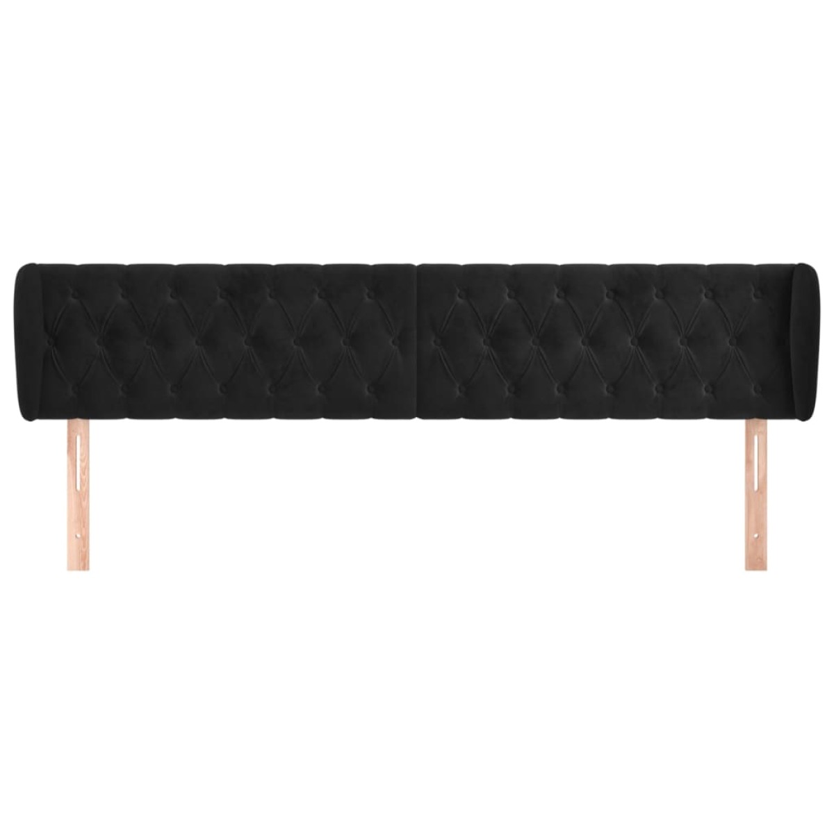 vidaXL Κεφαλάρι με Πτερύγια Μαύρο 203x23x78/88 εκ. Βελούδινο