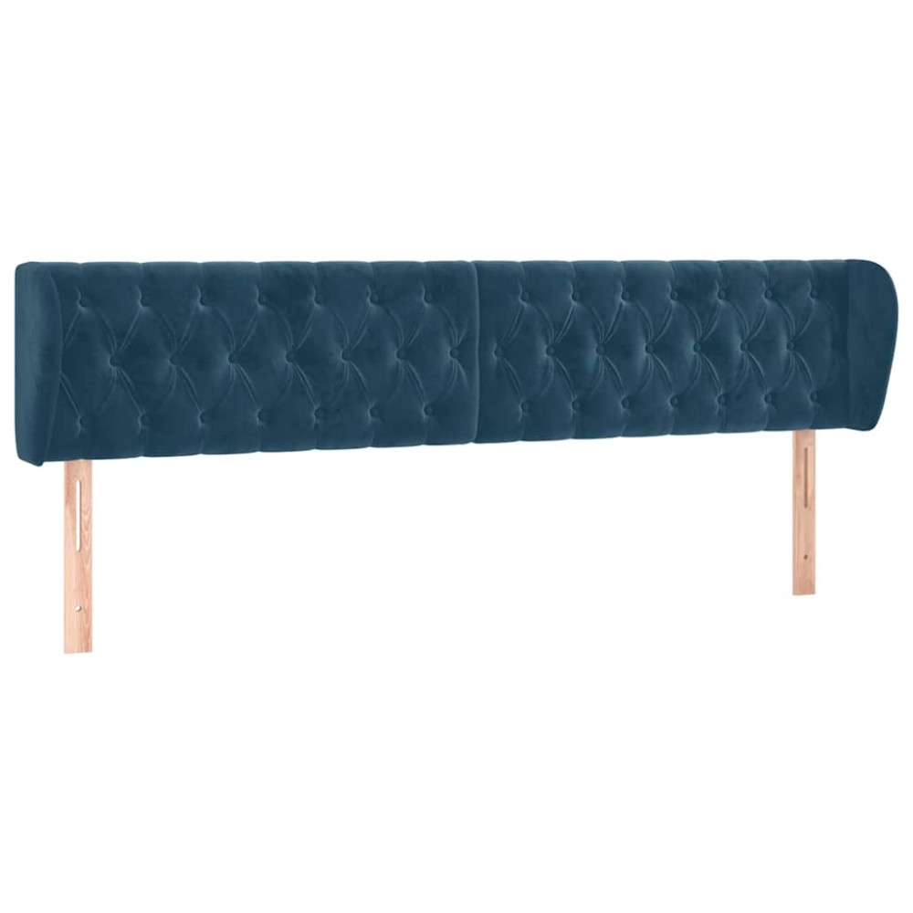 vidaXL Κεφαλάρι με Πτερύγια Σκούρο Μπλε 203x23x78/88 εκ. Βελούδινο