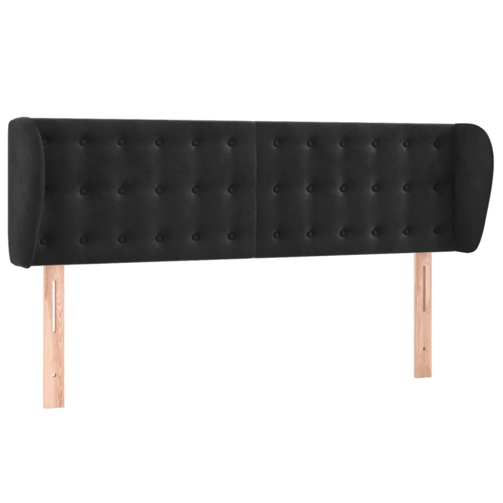 vidaXL Κεφαλάρι με Πτερύγια Μαύρο 147x23x78/88 εκ. Βελούδινο