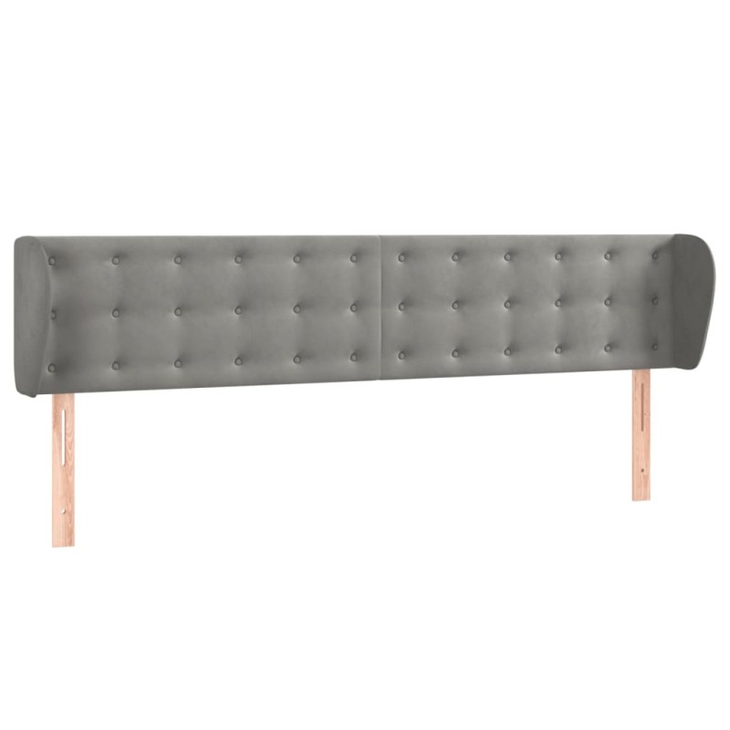 vidaXL Κεφαλάρι με Πτερύγια Ανοιχτό Γκρι 163x23x78/88 εκ. Βελούδινο