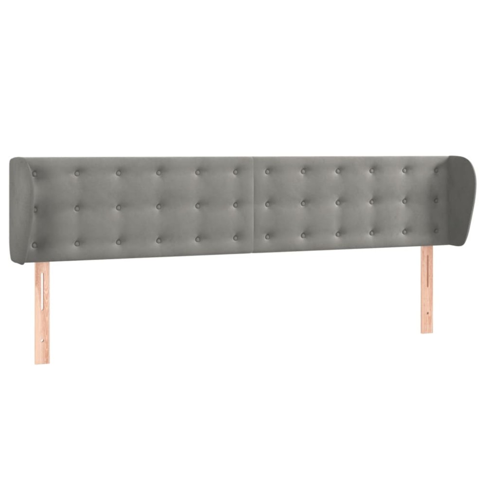 vidaXL Κεφαλάρι με Πτερύγια Ανοιχτό Γκρι 183x23x78/88 εκ. Βελούδινο