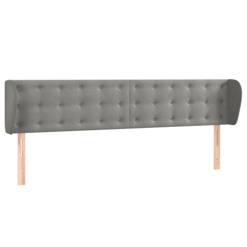 vidaXL Κεφαλάρι με Πτερύγια Ανοιχτό Γκρι 183x23x78/88 εκ. Βελούδινο