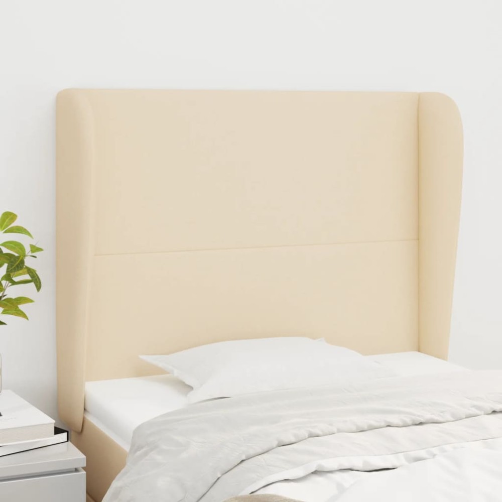 vidaXL Κεφαλάρι με Πτερύγια Κρεμ 93 x 23 x 118/128 εκ. Υφασμάτινο