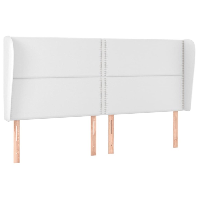 vidaXL Κεφαλάρι με Πτερύγια Λευκό 203x23x118/128 εκ. Συνθ. Δέρμα