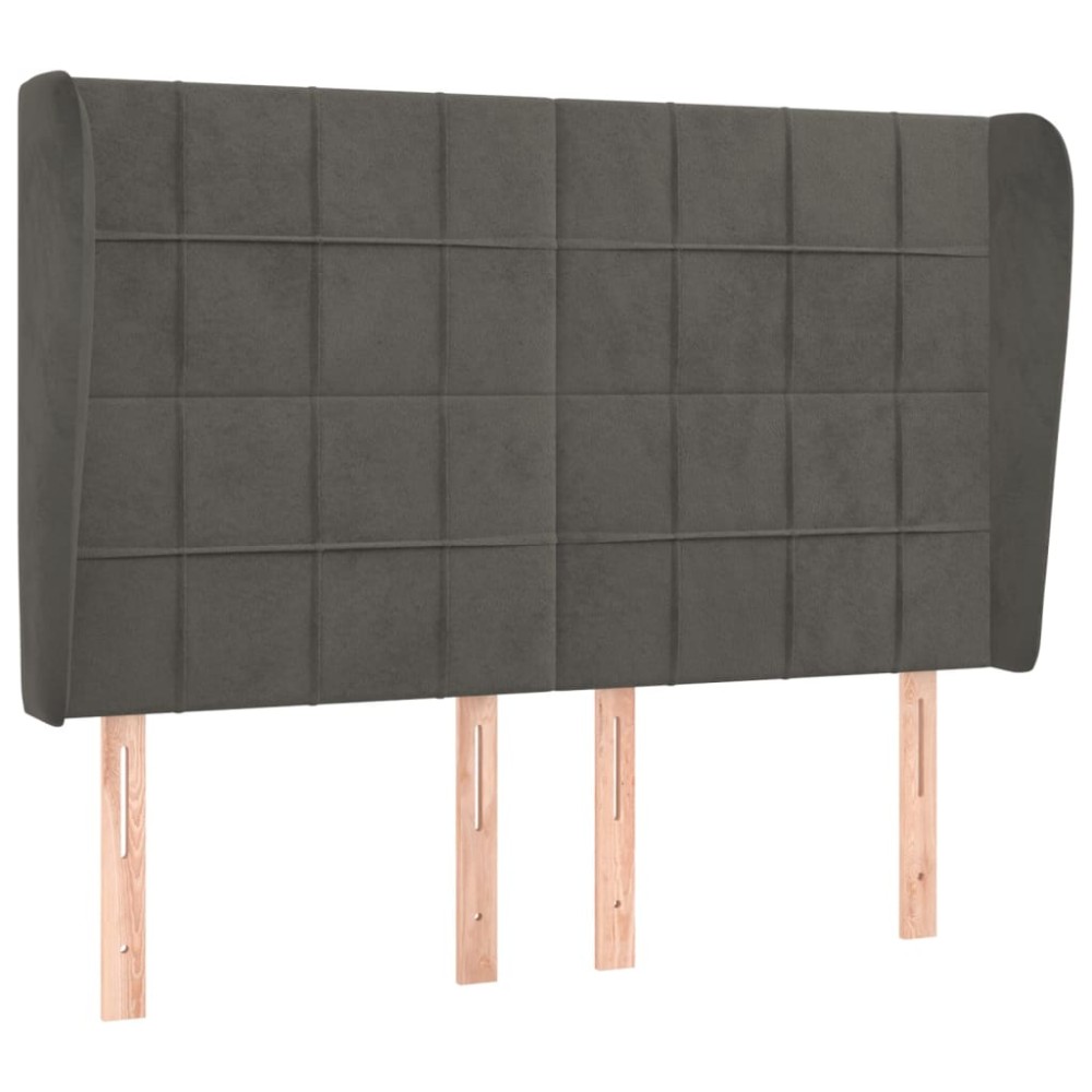 vidaXL Κεφαλάρι με Πτερύγια Σκούρο Γκρι 147x23x118/128 εκ. Βελούδινο