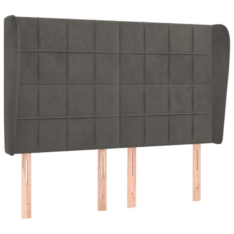 vidaXL Κεφαλάρι με Πτερύγια Σκούρο Γκρι 147x23x118/128 εκ. Βελούδινο