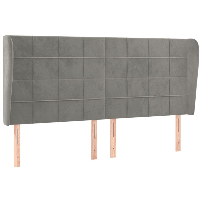 vidaXL Κεφαλάρι με Πτερύγια Ανοιχτό Γκρι 183x23x118/128 εκ. Βελούδινο