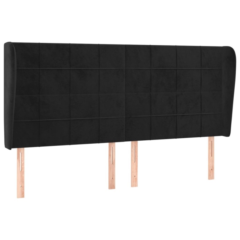 vidaXL Κεφαλάρι με Πτερύγια Μαύρο 183x23x118/128 εκ. Βελούδινο