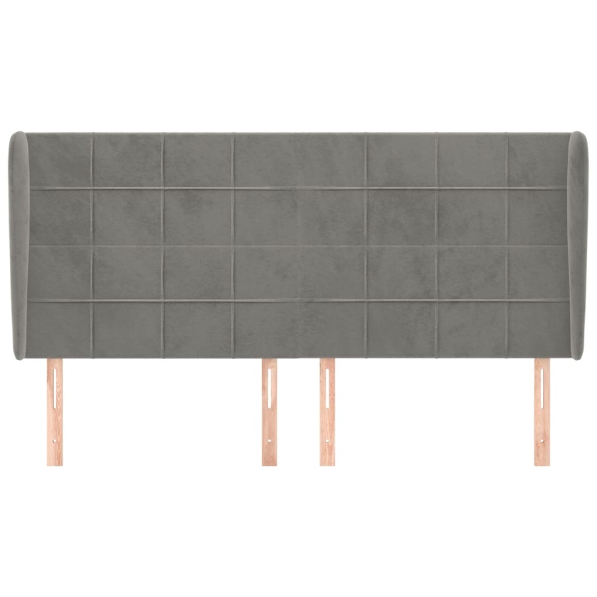 vidaXL Κεφαλάρι με Πτερύγια Ανοιχτό Γκρι 203x23x118/128 εκ. Βελούδινο