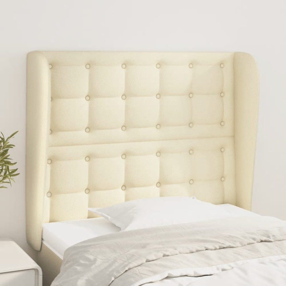 vidaXL Κεφαλάρι με Πτερύγια Κρεμ 103x23x118/128 εκ. Συνθετικό Δέρμα